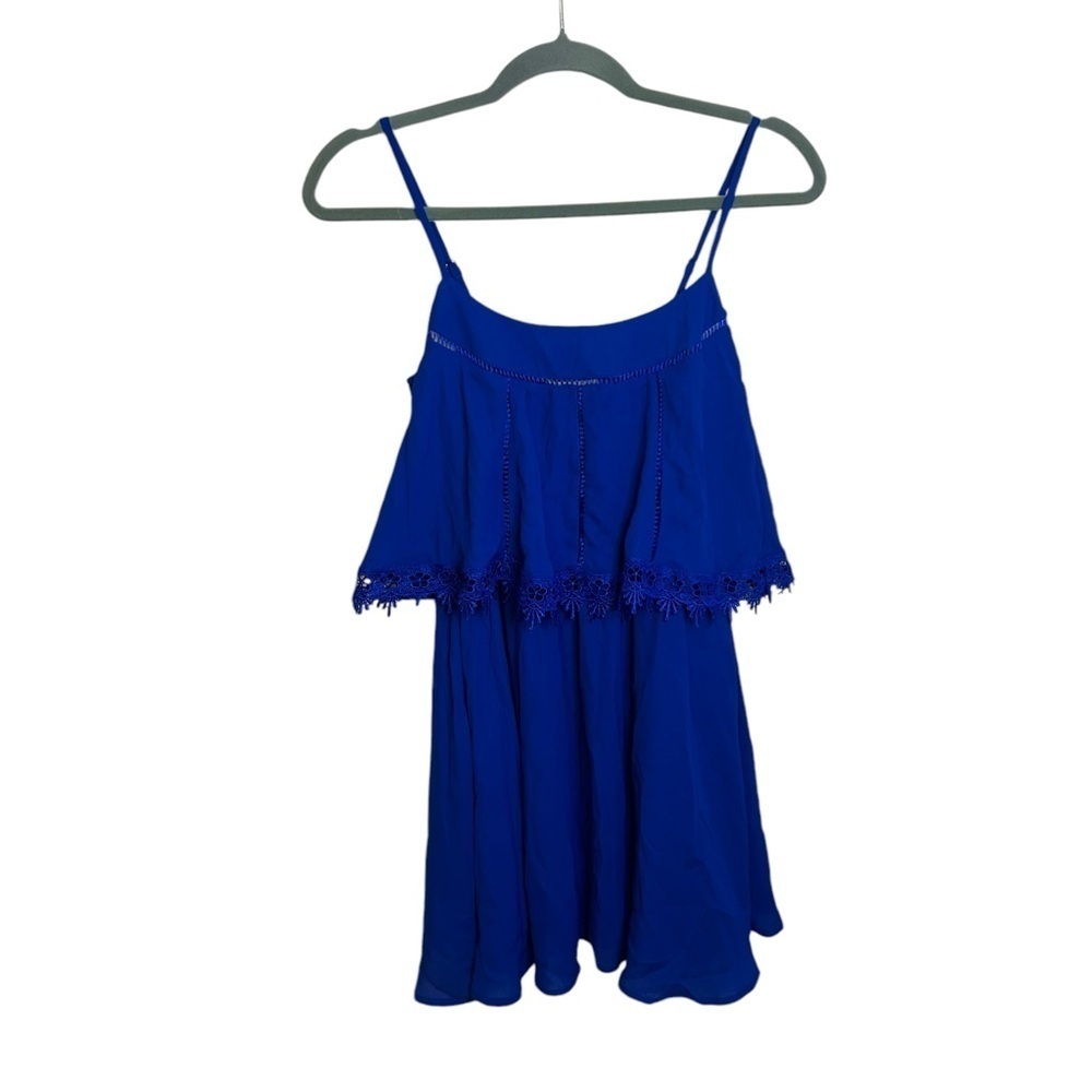 NWT Gianni Bini Royal Blue Crochet Overlay Mini Dress